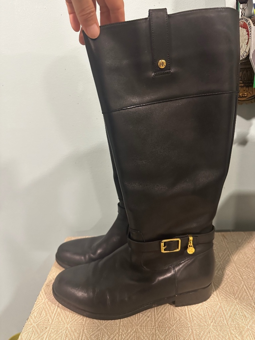 Ralph Lauren Black Burgon 8B Riding Boots